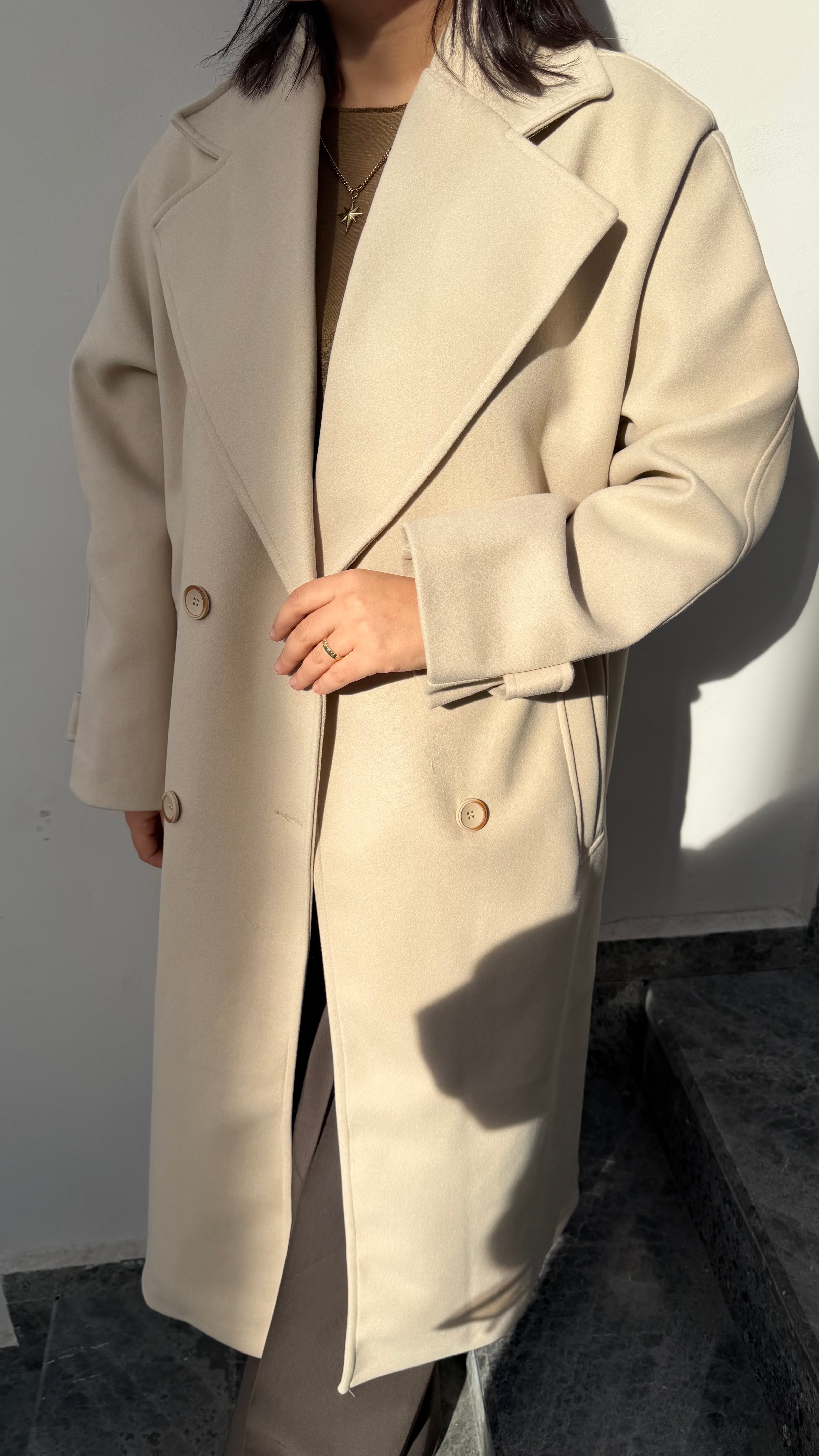 Oversize Kaşe Kaban-Taş