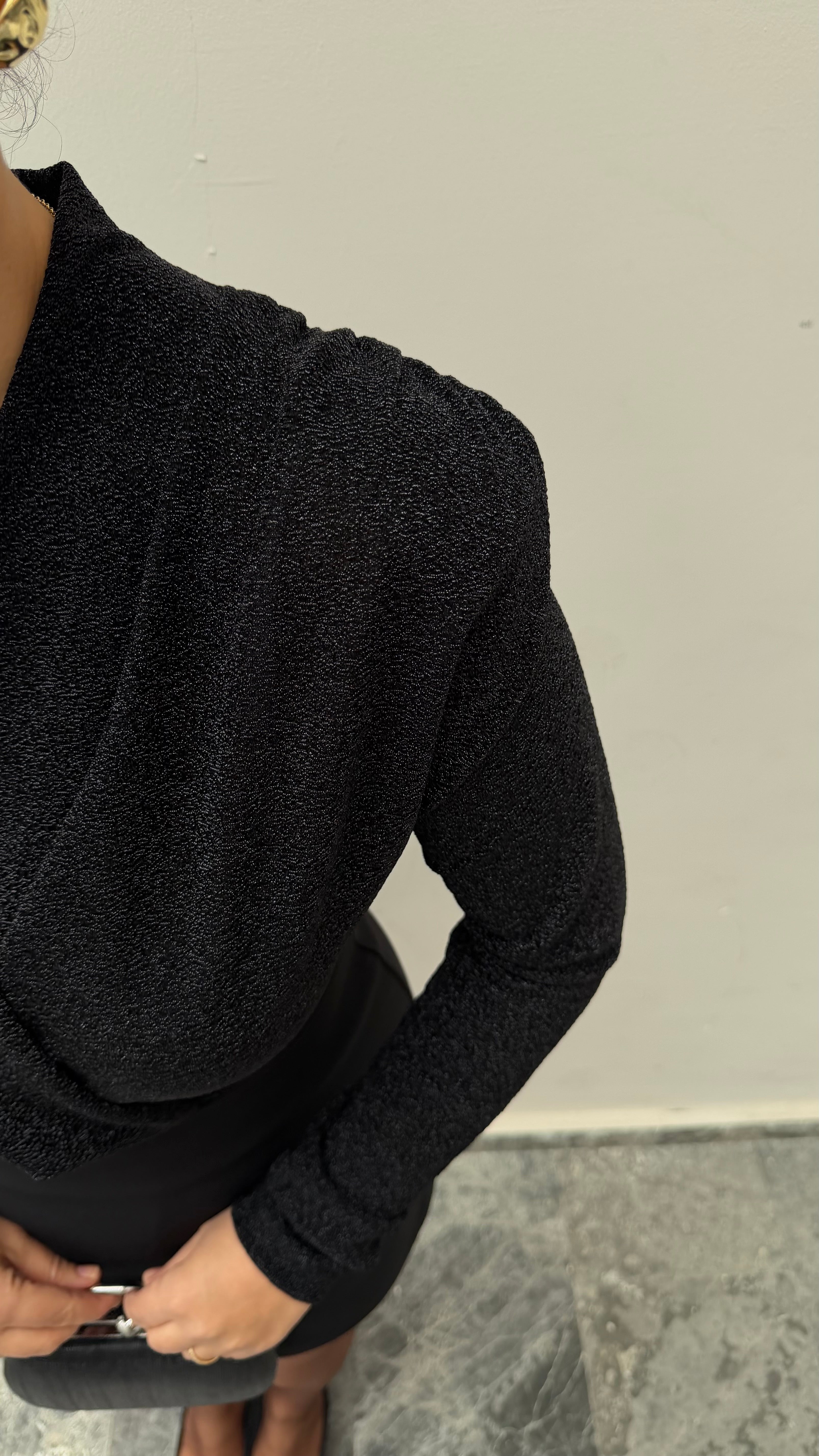 Simli Kruvaze Yaka Bluz