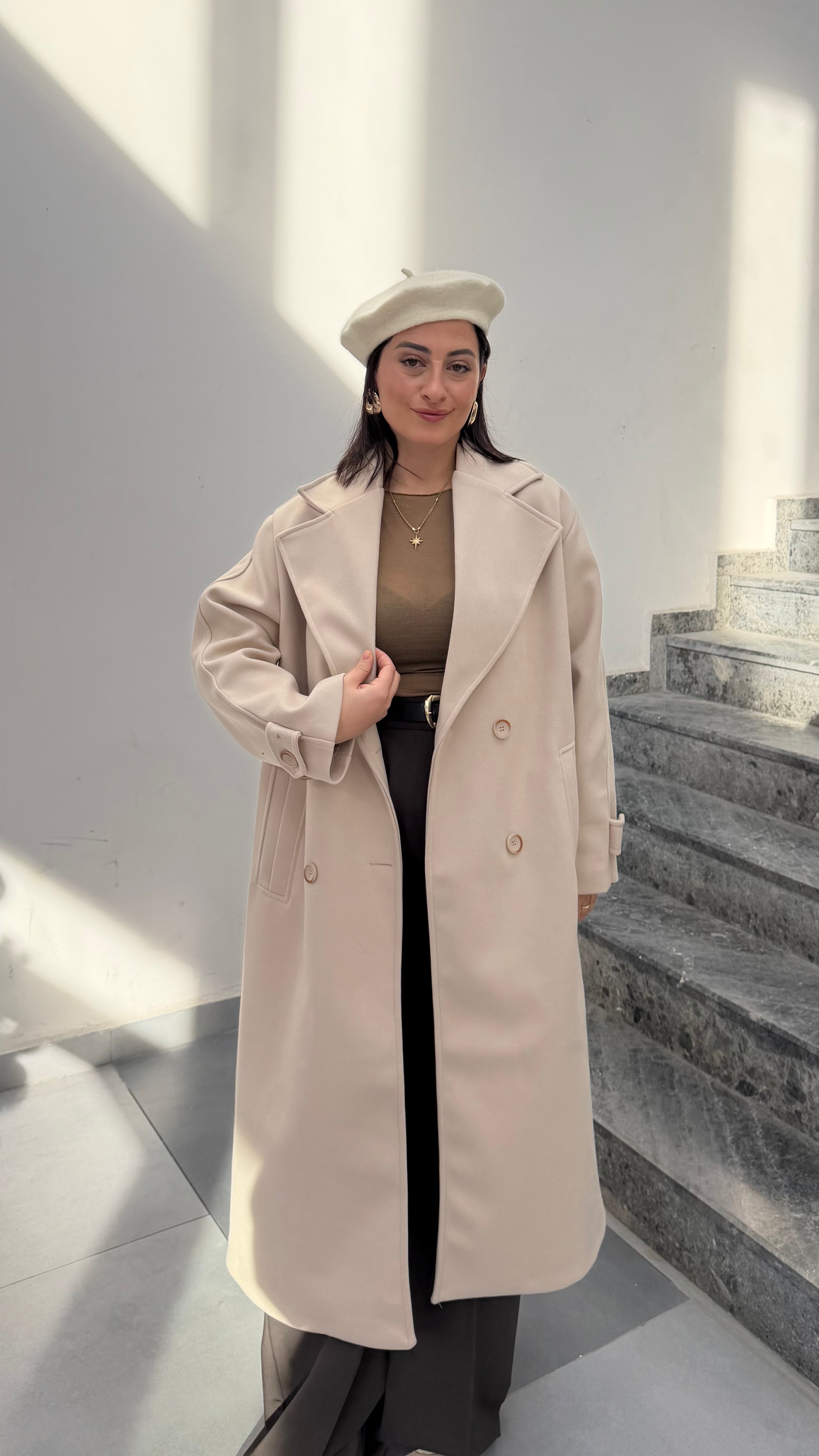 Oversize Kaşe Kaban-Taş