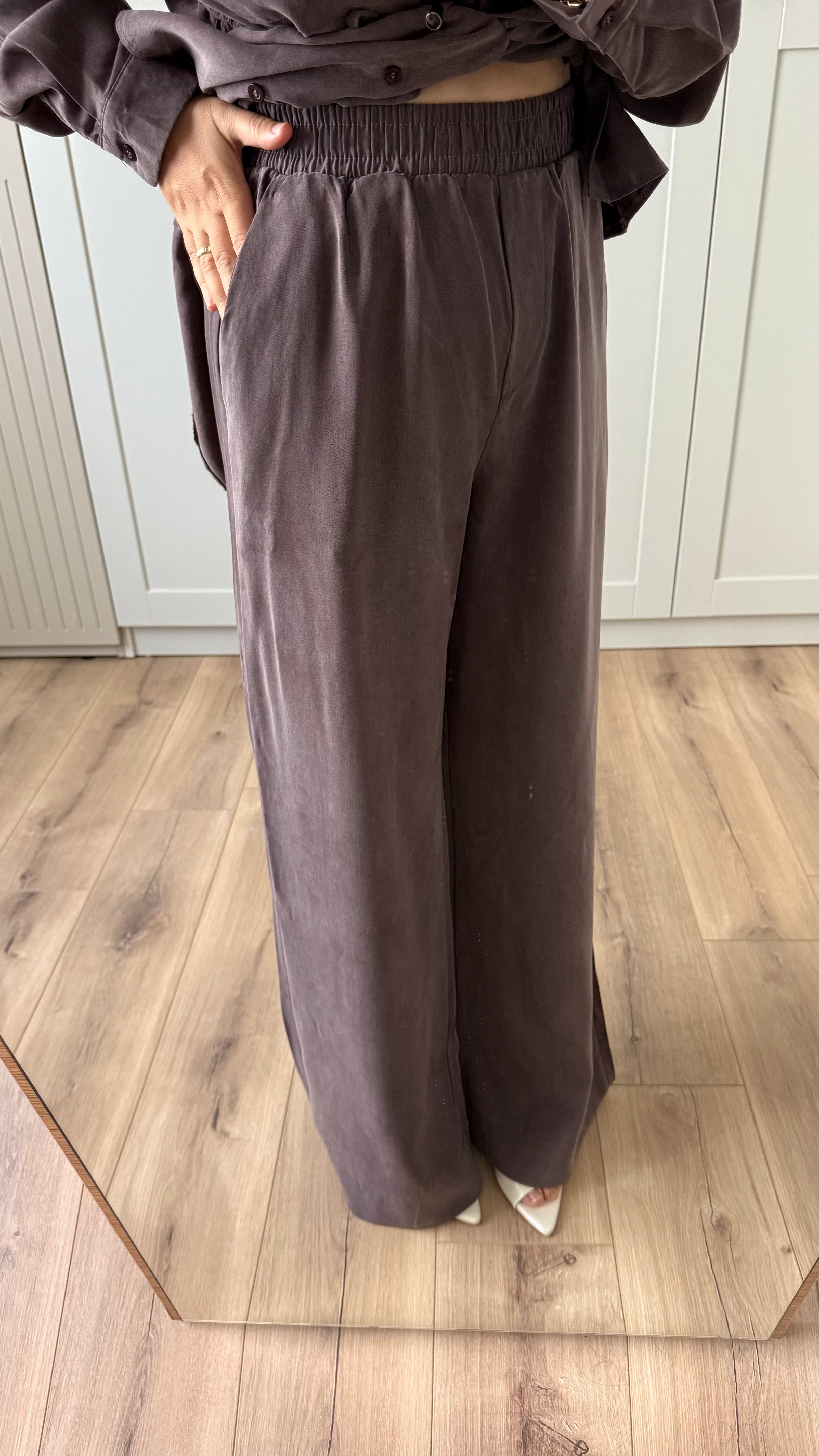 BAĞCIKLI TENSEL MODAL TAKIM - KAHVE