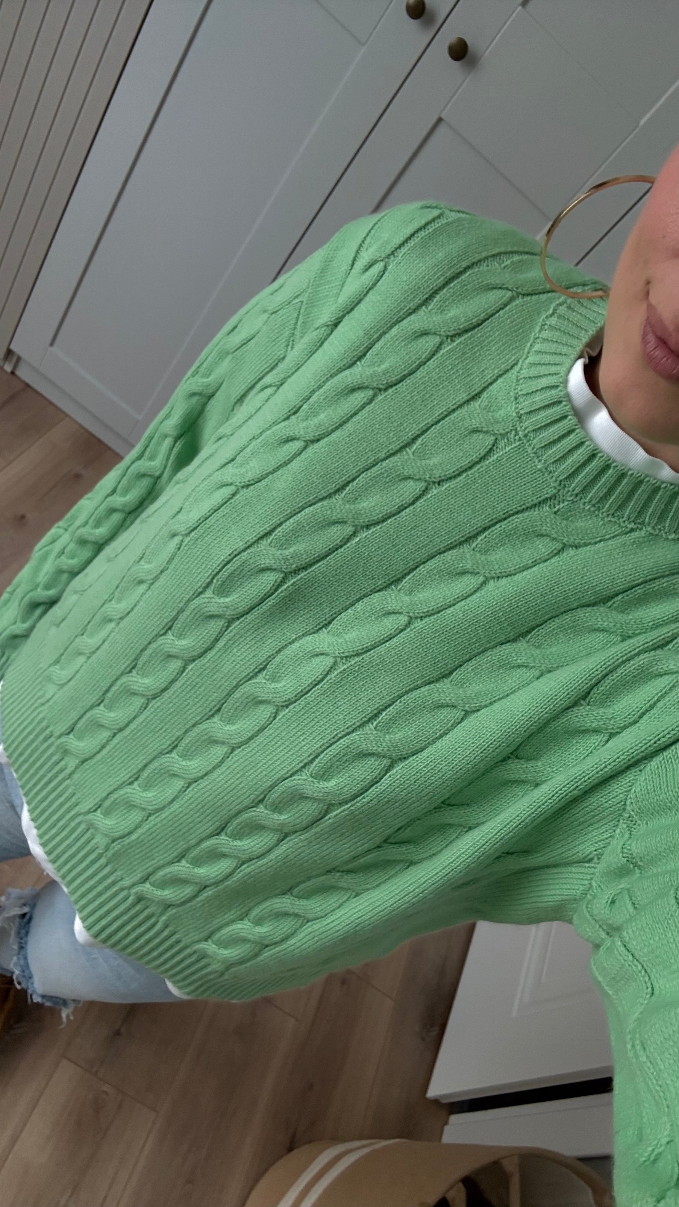 SAÇ ÖRGÜ TRİKO KAZAK -YEŞİL