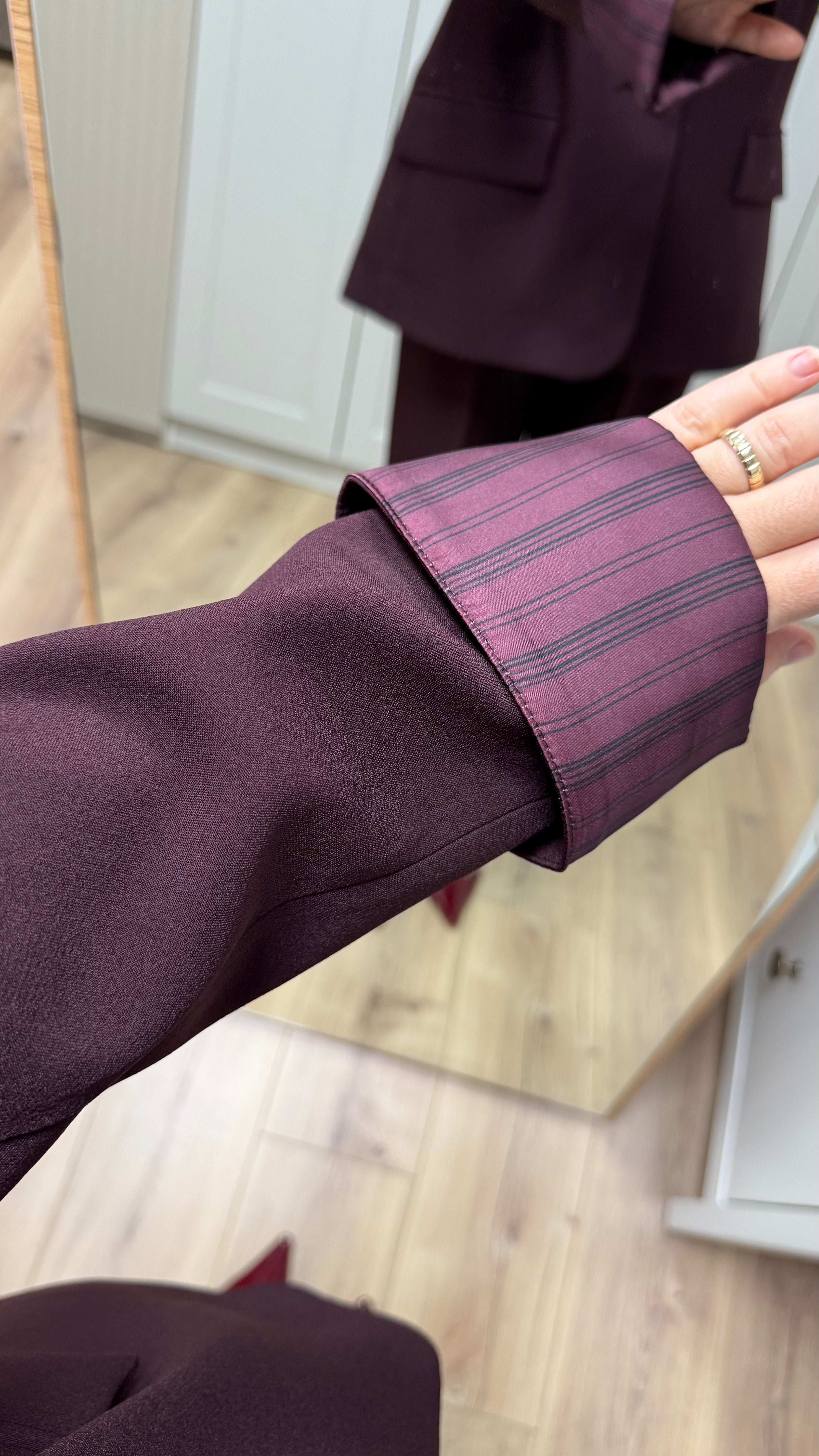 KOL DETAYLI BLAZER PANTOLON TAKIM-BORDO