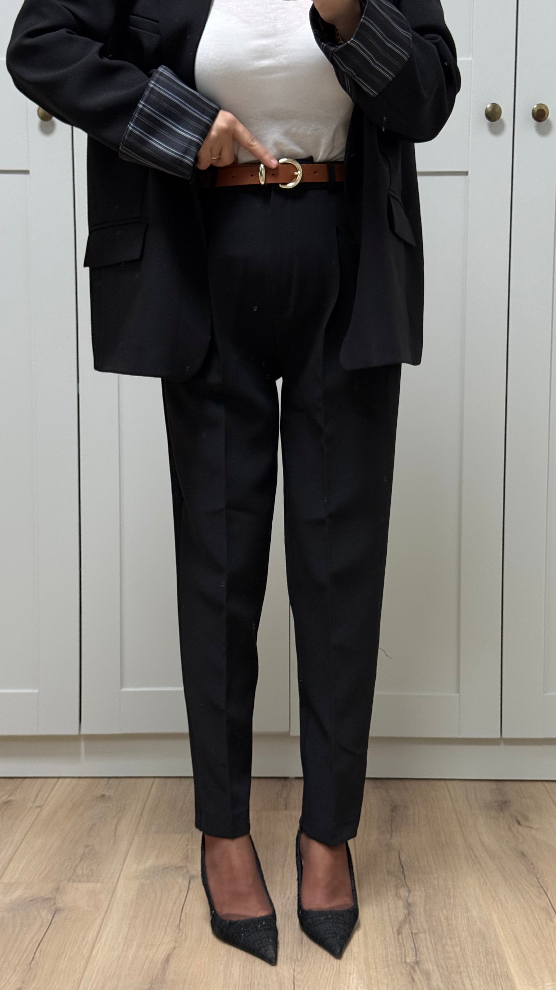 KOL DETAYLI BLAZER CEKET TAKIM - SİYAH