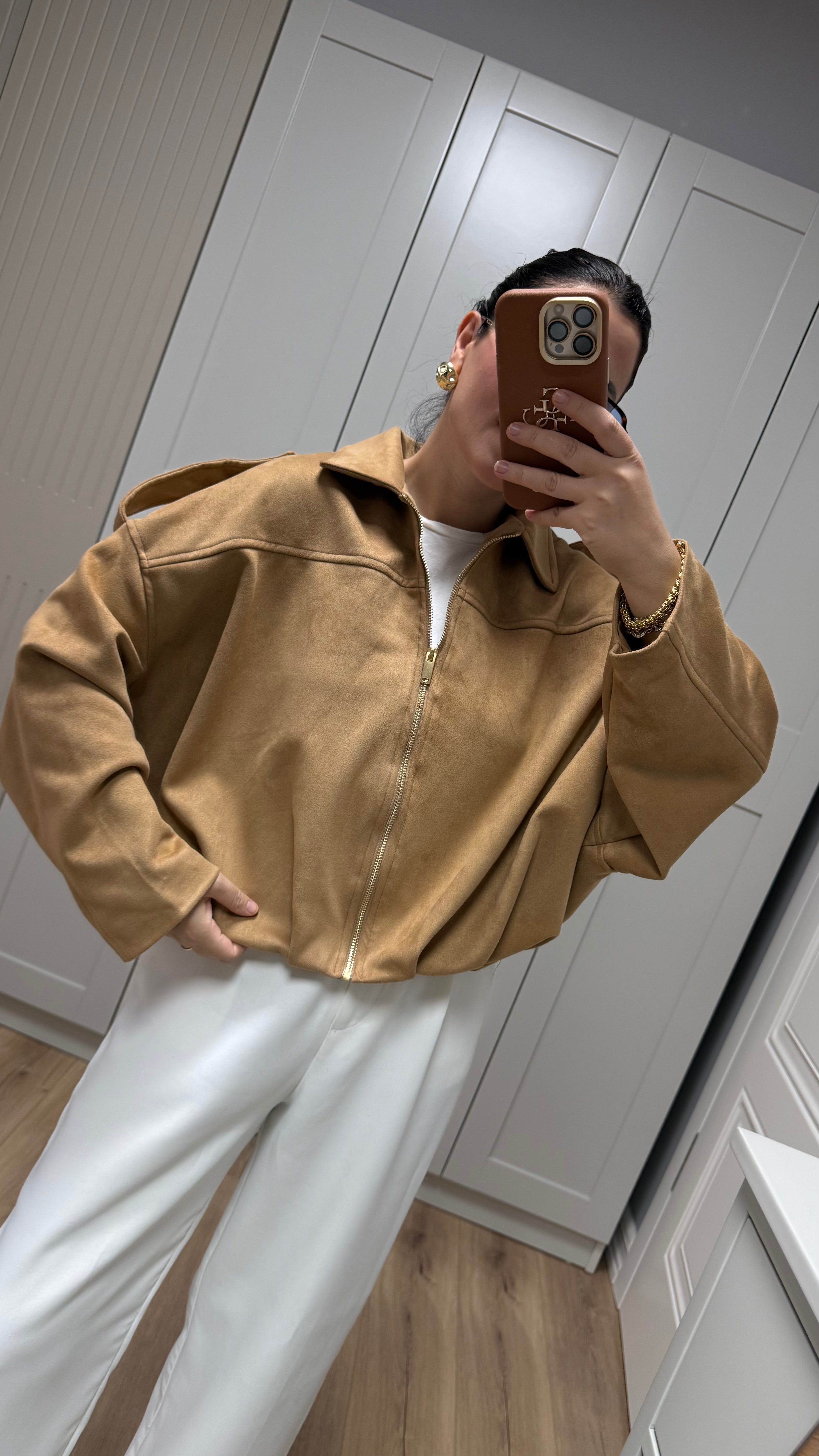 SÜET  BOMBER CEKET BEJ