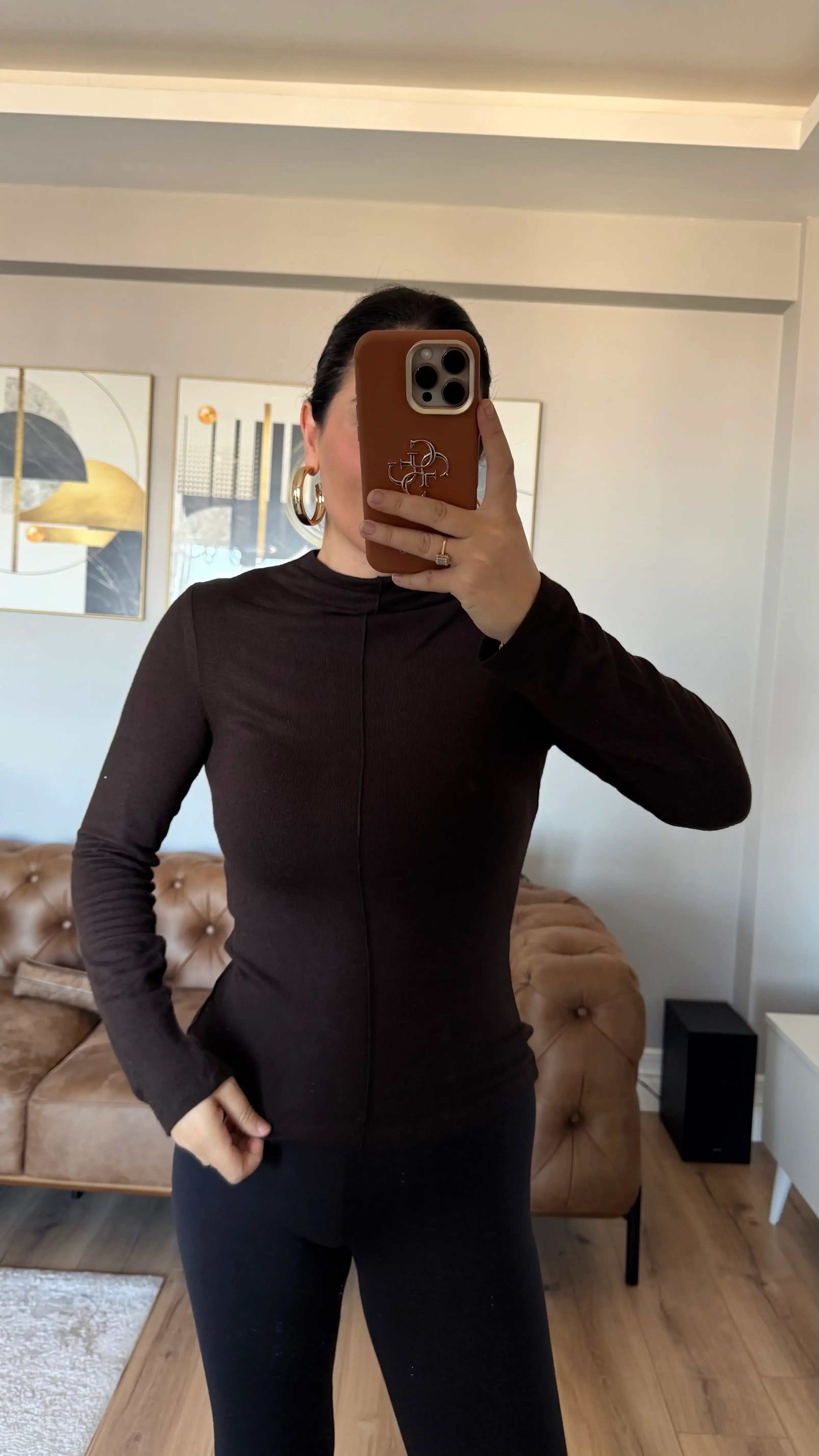 ÖN ÇİZGİLİ BALIKÇI YAKA TRİKO -KAHVE