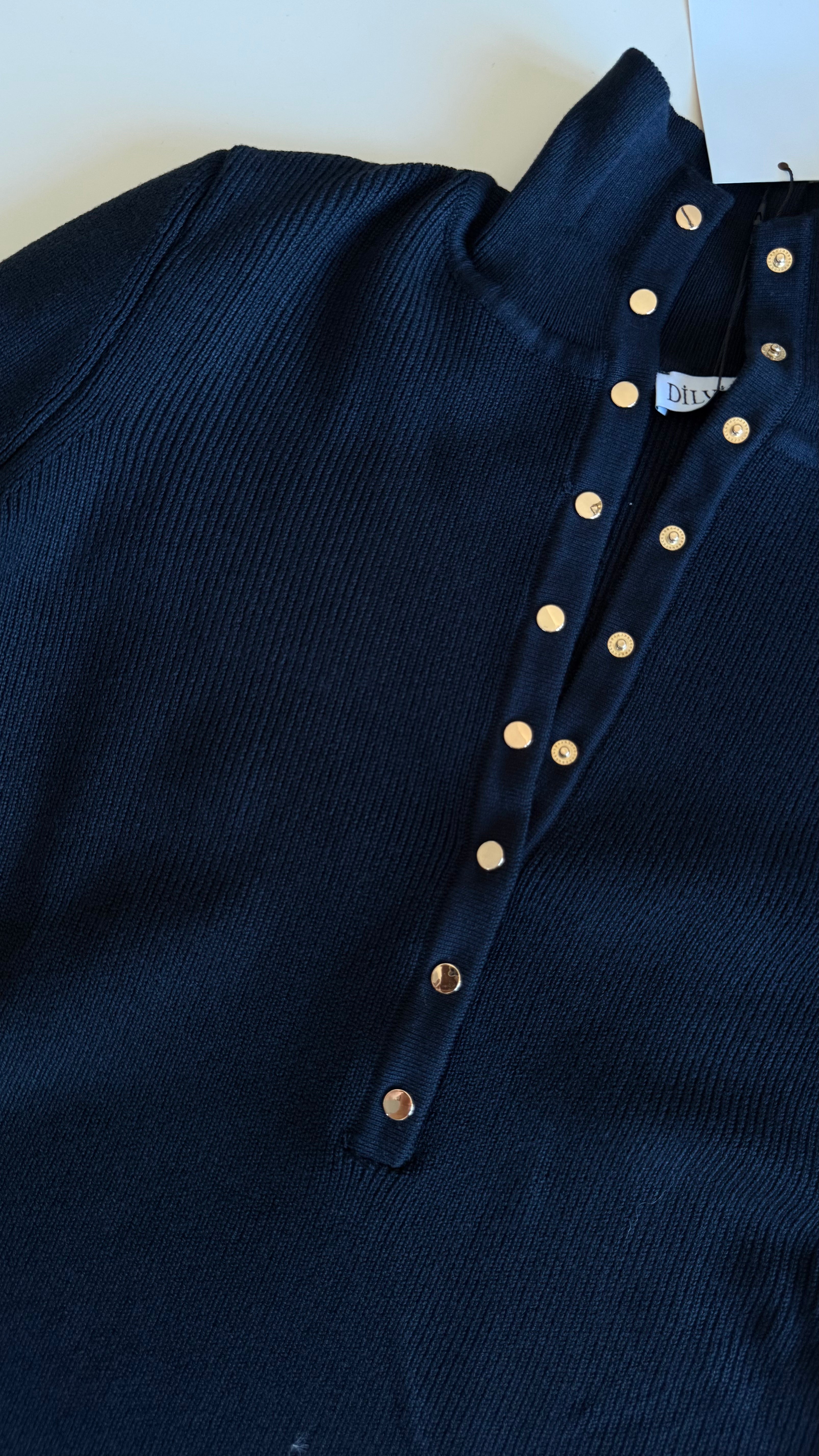 DİK YAKA ÇITÇITLI  TRİKO KAZAK - LACİVERT