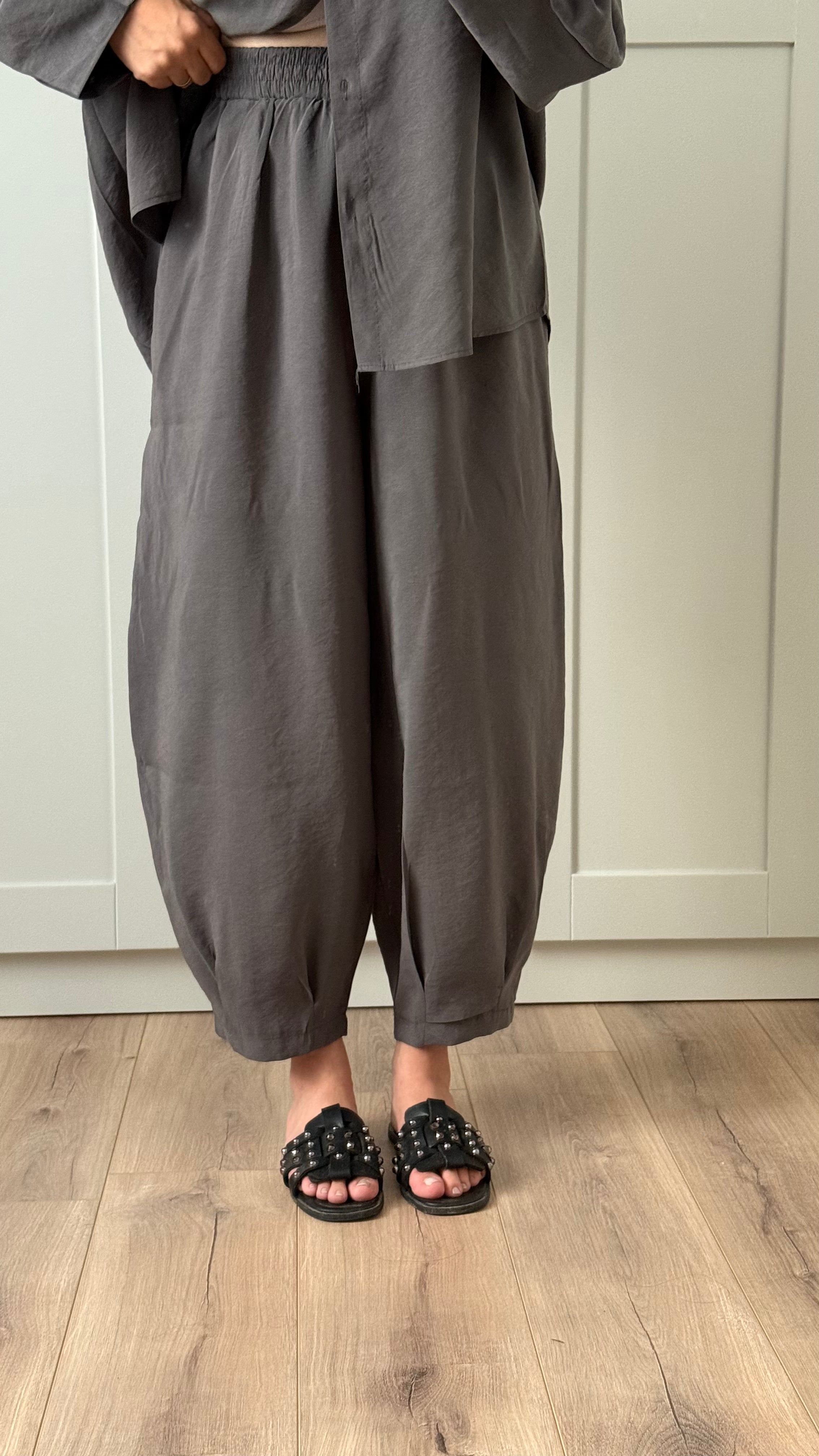 ANTRASİT TENSEL GÖMLEK PANTOLON TAKIM